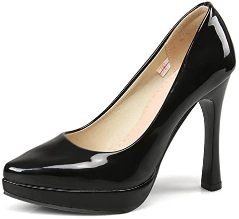 Femme Escarpins À Talons Aiguilles Pointu Pompes de Mode A Enfiler Chaussures de Soirée À Talons Hauts avec Plateforme, 176Gmo Noir Taille 34 EU