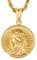 KRKC&CO Herren Münze Anhänger Kette, Jesus Kreuz Medaillen Anhänger Münzkette, 18K vergoldet Edelstahl Goldkette 2,5mm 56cm, Römischer Kettenanhänger Glücksbringer, Geschenk für Jungs Männer