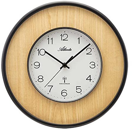 Atlanta 4540/30 Funk-Wanduhr Schwarz/Beige