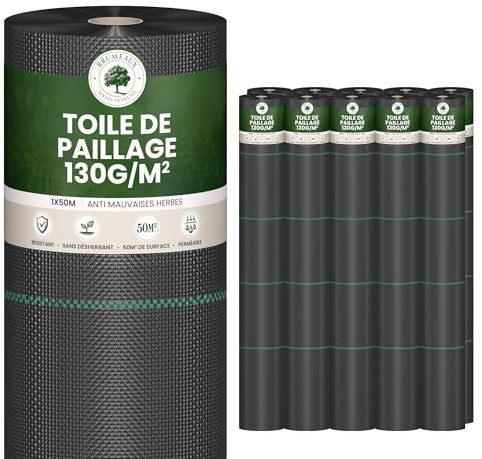 Telo Pacciamatura 500m² (10x50m) 130g/m² - Lotto 10 Rotoli - Telo Anti Erbacce per Terrazze, Vialetti - Geotessile Professionale Resistente UV, Nero
