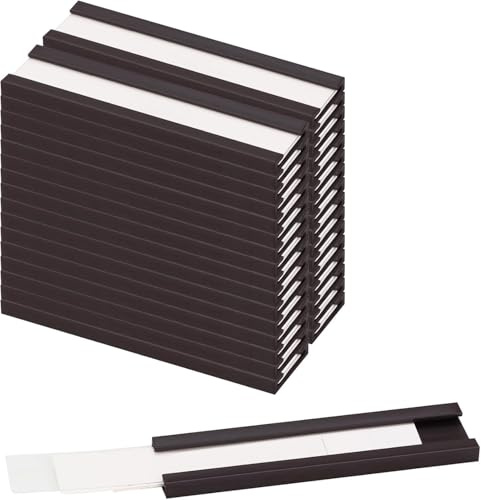 LLPT Magnetic Label Holder | 12.7MM x 50MM | Pack of 26 with Paper Inserts and Plastic Protectors | Mess Free Reusable for Shelf White Board Toolbox Metal Wall Cabinet Drawer (MH20526)