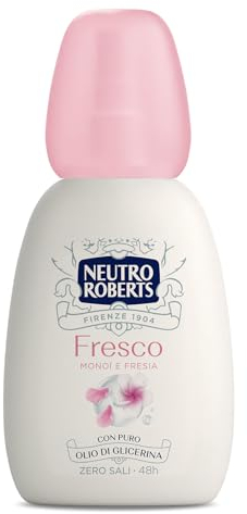 Neutro Roberts, Deodorante Spray Fresco Rosa, Monoi e Fresia, Zero Sali di Alluminio, Con Puro Olio di Glicerina, Deodorante Uomo e Donna, Plastica 100% riciclata, 75 ml, Zero gas 48h