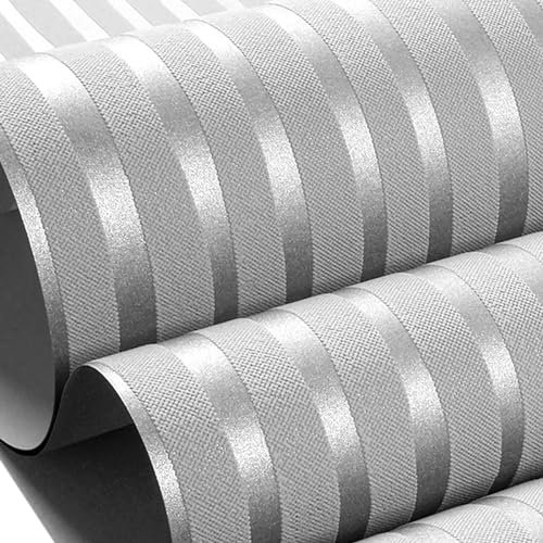 Tarwanear Grey Wallpaper Non-Woven Silver Grey Wall Paper Kids Boys Girls Bedroom Wallpaper Vertical Striped 3D Embossed Flocking Feature Contact Paper Roll for Living Room Lounge Hallway