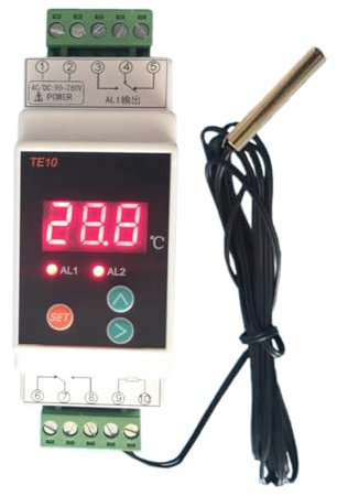 Solimery Termostato de Riel Din con -40-110 ℃ Conveniente Salida de 2 Vías Controlador de Alarma de Temperatura Salida 7A/250VAC