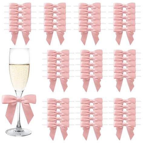 MORSUNBELA Fiocchi regalo per matrimonio, piccoli fiocchi rosa, regalo per compleanno, comunione, Natale, 50 pezzi