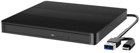 Wzxksoac Lector de CD/DVD Externo USB 3.0, Grabador de CD/DVD, Disco Duro Óptico Externo Tipo C para PC, Portátil y de Escritorio.