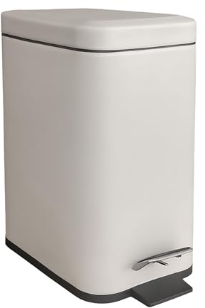 Relaxdays Cubo de Basura para baño, 5 litros, Cubo cosmético con Cierre Suave, Mate, Interior extraíble, Beige