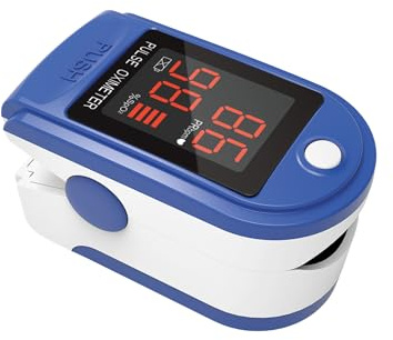 Pulsossimetro Saturimetro da Dito Professionale, Misurazione dell'Ossigeno nel Sangue e Frequenza Cardiaca, Display LED - Grafico a Barre e Spegnimento Automatico