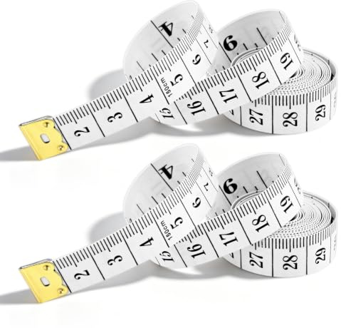 Soft Tape Measure, Dual Sided Durable Ruler Measuring Tape for Body Weight Loss Fabric Sewing Tailor Cloth Vinyl Measurement Craft Supplies, 150cm / 60 Inch 2-Pack