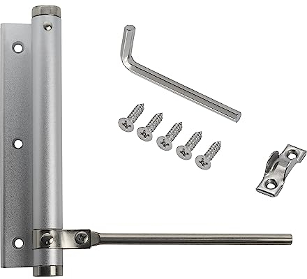 Stahlia Automatischer Türschließer Silber (1 Stück) Türdämpfer 55 KG Schließkraft Zimmertür Haustür Gartentor Scharnier Stangentürschließer