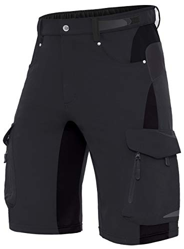 XKTTAC Men's Outdoor Quick Dry Lightweight Stretch Cargo Shorts for Hiking, Tactical, Casual, Fishing, Golf, Camping, Travel with 6 Pockets (Black, Large)