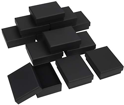 Kurtzy Schmuck Geschenkboxen Schwarz (12 Stk) – 9 x 7 x 3 cm Schmuck Schachtel Geschenkbox Matt - Schmuckschachtel Geschenkschachtel aus Karton mit Schaumstoff für Ohrringe, Ketten, Armbänder, Ringe