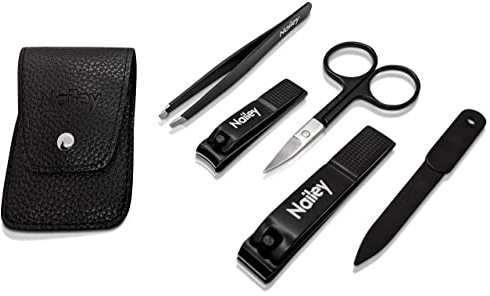 Profi Nagelknipser Set von Nailey für Damen & Herren | Nagelset für Fuß oder Fingernägel | Nagelpflegeset im Leder-Etui | Maniküre und Pediküre Set für Männer & Frauen | Nagelschneider | NEU 2021