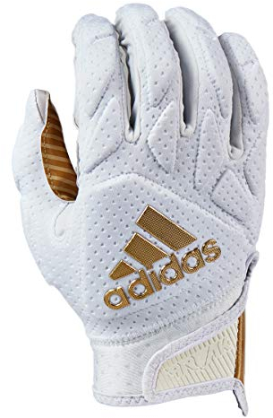 adidas Freak 5.0 Padded Football Receiver Glove, White/Metallic Gold, X-Large