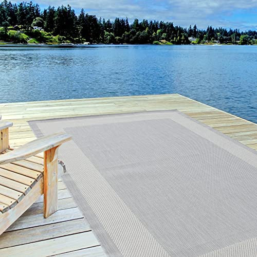 THE RUGS Outdoor Rug – Weather & UV Resistant Outdoor/Indoor Area Rugs - Durable Rugs for Patio, Deck, Garden, Kitchen, Bathroom or Living Room - Grey, 160 x 230 cm