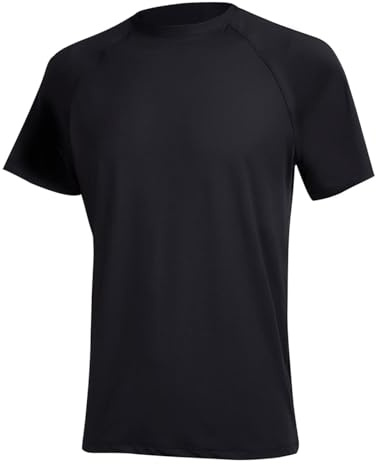 YuKaiChen Men's Rash Vest UPF 50+ Rash Guards Short Sleeve Swim Shirts UV Sun Protection Quick Dry for Surfing Diving Fishing Black 6XL