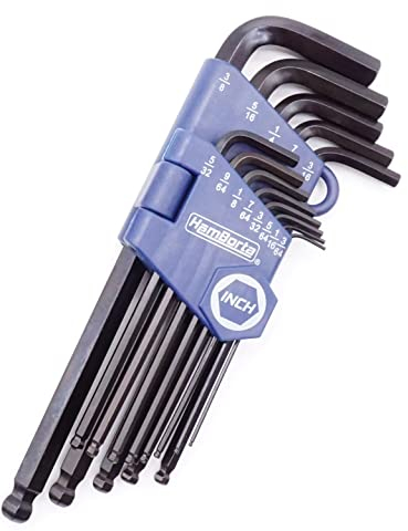 HemBorta® Clés Allen Longues Jeu en Pouces avec 13 Clés Hexagonales 3/64 à 3/8 Pouce Impériales Clés Males Six Pans avec à Tête Sphérique