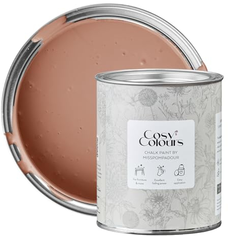 MissPompadour Kreidefarbe für Möbel rot 750ml, Poudre Red - Holzfarbe, Holzlack matt innen - Möbellack, Möbelfarbe ohne Schleifen - Kreidefarbe für Holz - CosyColours