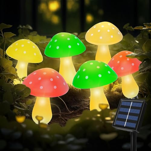 Ninonly Lampe Solaire Exterieur Jardin, 8 Modes Champignons Lampes Solaires, Décoration Jardin Extérieur Solaire Étanche, Lumière Solaire Deco pour Patio Cour Porche Balcon