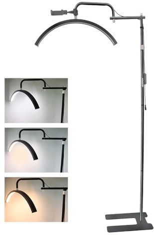 Andoer Lámpara de Escritorio de Media Luna, Luz de Video LED 3200K-5600K Regulable Luz de Piso LED con Soporte de Luz, Soporte para Teléfono Control Remoto para Salón de Belleza Maquillaje fotografía