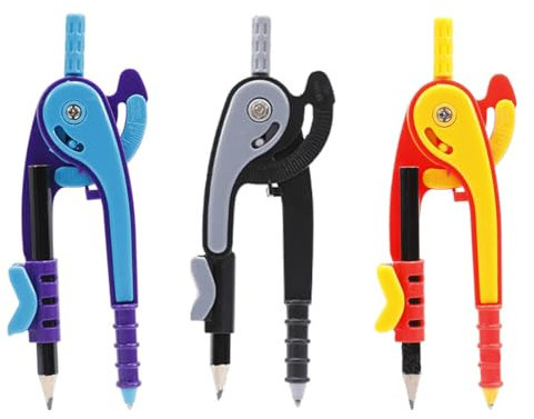 SURALIN 3PCS Ergonomischer Lernzirkel mit Sicherheitsspitze für Mathe und Geometrie Kreis Zeichenwerkzeuge, Zirkel mit Stifthalter, Kreis Zeichenwerkzeuge