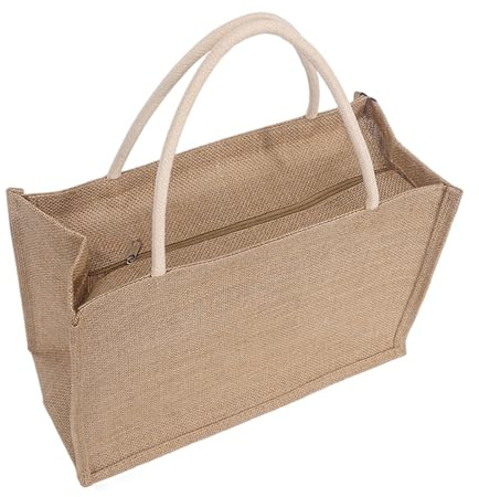 Enigmaire Borsa della Spesa in Iuta, Impermeabile, con Chiusura Zip, per Spesa, Picnic