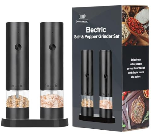 Electric Salt Pepper Grinder Set Automatic Adjustable Coarseness