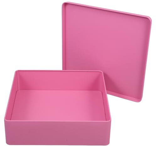 Alipis Large Tinplate Storage Box with Sealed Lid Square Metal Container 7.87X7.87X2.2 Inch for Kitchen Organization Cookies Snacks and Household Items