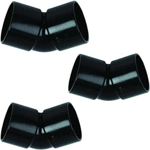 Solvent Pipe Fittings, 50mm 135-Degree Obtuse Bend, Pack of 3, Black