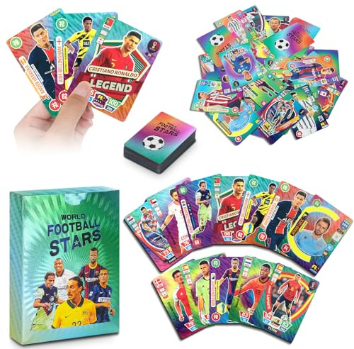 CLIUNT Football Star Cards, 55Pcs Football Card 2025 Premier League, Colored Foil Champions Premier League Collectible Footballs card, Euro Footballs Cards