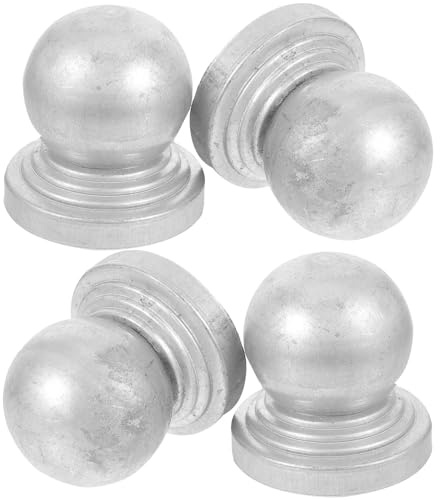 HEANUJJ Tapas para Postes de Valla Esféricas de Hierro, 4 Piezas, Color Plata, Decorativas, para Vallas Metálicas en Jardín y Patio