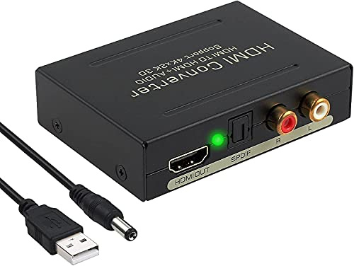 Proster - Converter audio digitale Hdmi a Hdmi + Spdif Rca/Rca + Rca L/R, adattatore a fibra ottica, uscita con cavo Usb fino a 1080p per Apple TV, lettore Blu-Ray e Xbox One