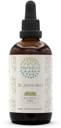 HerbEra St. John's Wort B120 Alcohol-Free Herbal Extract Tincture, Super-Concentrated Saint John's Wort (Hypericum Perforatum) Dried Herb (4 fl oz)
