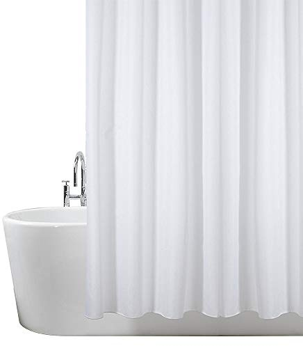ANSIO Shower Curtain for Bathroom - Mould and Mildew Resistant - Solid White, 180 x 200 cm (71 x 78 Inch) | Water Repellent Fabric | 100% Polyester
