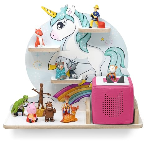 stadtecken Kinder Regal für Musikbox I Geeignet für die Toniebox und ca. 35 Tonies I Perfekte Aufbewahrung für Kinderzimmer I zum Aufstellen oder Aufhängen (Einhorn, Mittel)