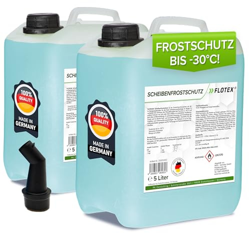 Flotex® Scheibenfrostschutz Konzentrat 2 x 5L – Hocheffektiver Scheibenwasser Frostschutz bis -30°C – Absolut rein & schlierenfrei - Sofort mischbereit – Angenehmer Citrusduft