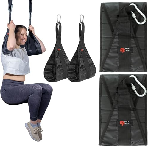 MuscleForge AB Straps Para Dominadas – Correas Abdominales Para Barra Pull Up – Eslingas Colgantes Core y Piernas – 2 Piezas Con Mosquetones y Correas De Montaje, Soporte 200 Kg, Casa Gimnasio