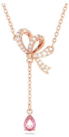 Swarovski Volta Y pendant, Bow, Pink, Rose gold-tone plated