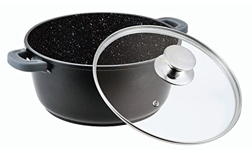 Marmite à soupe en fonte d'aluminium anti-adhésive pour induction, 40 cm, avec couvercle en verre, 18 l
