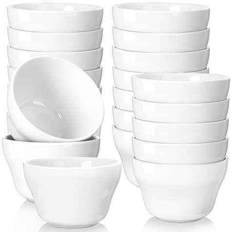 Patelai 12 Pcs 8 oz Porcelain Soup Cups Small White Dessert Bowls Broth Dip Cups for Ice Cream Dipping Sauce Bouillon Soups Side Dishes Salads Cereal Rice, Microwave and Dishwasher Safe