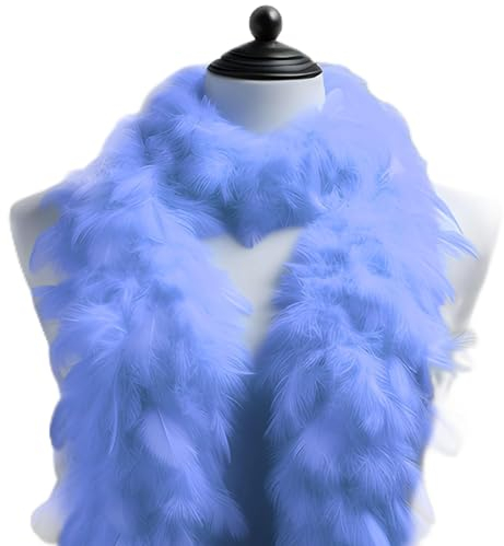 Federboa einfarbig, Federdichten wählbar, Länge ca. 1,80m, Federstola Federschal Kostüm Karneval 20er Jahre Charleston Burlesque kuschelig Einheitsgröße (Hellblau)