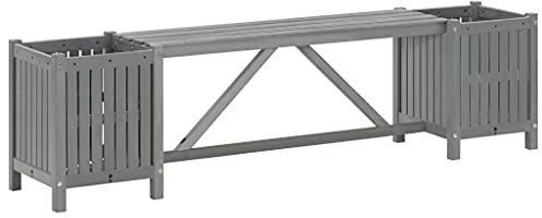 ZQQLVOO Panca da Giardino con 2 Fioriere 150cm Legno Massello di Acacia, Panchina da Esterno, Panchine da Giardino da Esterno Per Giardino, Campeggio