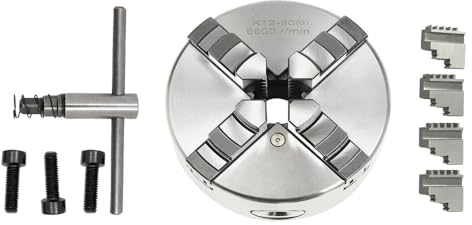 Präzisions Vierbackenfutter 80mm, 4 Backen Backenfutter Drehfutter, Hochpräzises Durchmesser Dreibackenfutter für Drehmaschine, Schleifmaschine