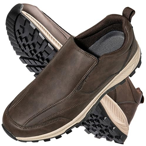 Aocase Scarpe Uomo Pianta Larga in Pelle Impermeabile Scarpe da Running Corsa Uomo Casual Trekking Basket Sport Outdoor Fitness Sportive Palestra Platform Sneakers,Marrone,43/265mm