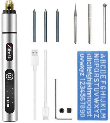 Afantti Mini Cordless Engraver Pen Rechargeable Engraving Pen Kit Small Etching Tool Etcher Tool Set with | Tungsten Carbide Tip | for Leather Metal Glass Wood Plastic