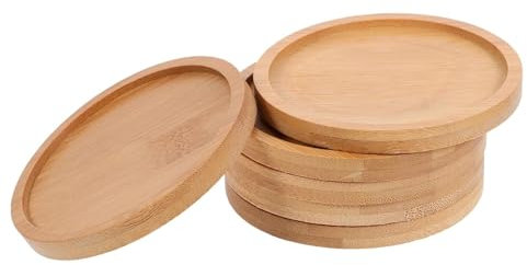 6 sottobicchieri rotondi in bambù per bevande, sottobicchieri per tavolini da caffè, sottobicchieri in legno, piattini per piccole piante, decorazione natalizia per casa e ufficio (7,5 cm)