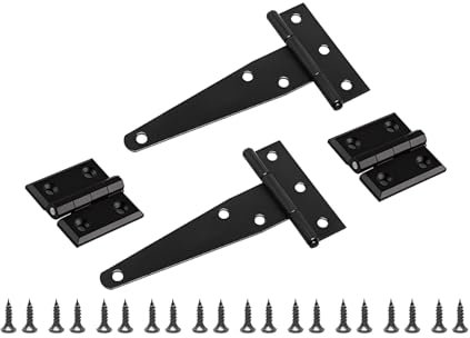 JXPXJMY 4Pcs Black Hinge Set, Charnière de Porte lourde, Charnière en Forme de T, Charnière en Alliage de Zinc Pour les Portes de Placard