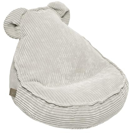 MEOWBABY Sitzsack Bär für Kinder Sitzpouf Kindermöbel Indoor Beanbag, Ästhetik Cord, Ecru