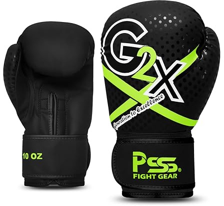 PSS Boxing Gloves for Kids/Youth Training Sparring, Kickboxing, Muay Thai, MMA, Heavy Punching Bag Mitts Focus Pads Workout Durable PU Leather, High-Density Foam Padding 4 6 8 10 Oz (Black, 8 oz)
