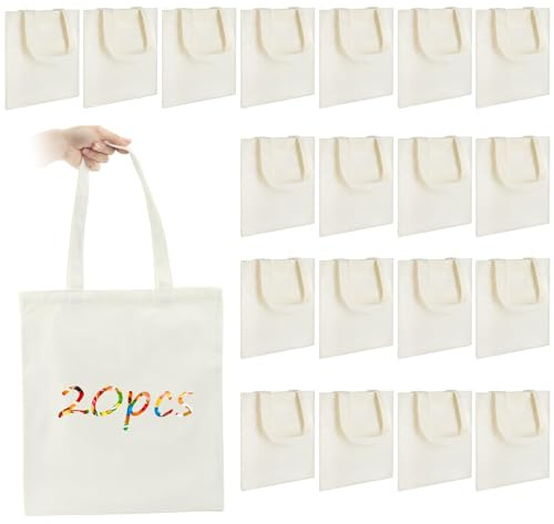 ktxaby 20 bolsas de algodón de 35 x 40 cm, bolsas grandes de sublimación, bolsa de lona en blanco, bolsa de mano lisa, bolsas de lona a granel